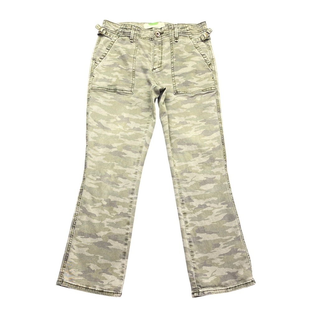 Anthropologie Camo Utility‎ Pants Green Camouflage Straight Leg Size 27 Grunge